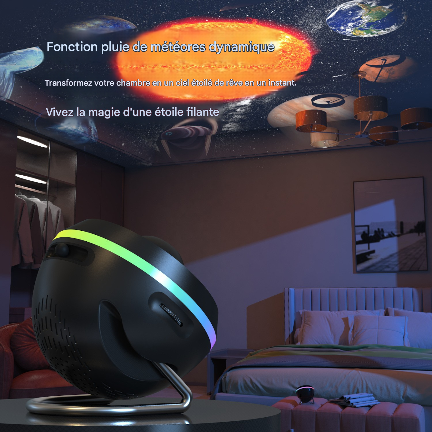 Lampe projecteur ciel étoilé USB avec 13 films décoratifs